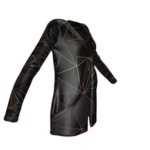 将图片加载到图库查看器,Abstract Black Polygon with Gold Line Ladies Cardigan With Pockets by The Photo Access