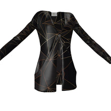 将图片加载到图库查看器,Abstract Black Polygon with Gold Line Ladies Cardigan With Pockets by The Photo Access
