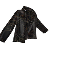 Cargar imagen en el visor de la galería, Abstract Black Polygon with Gold Line Wrap Blazer by The Photo Access
