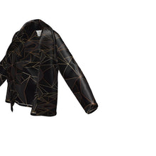 Cargar imagen en el visor de la galería, Abstract Black Polygon with Gold Line Wrap Blazer by The Photo Access