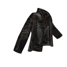 Cargar imagen en el visor de la galería, Abstract Black Polygon with Gold Line Wrap Blazer by The Photo Access