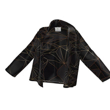 Cargar imagen en el visor de la galería, Abstract Black Polygon with Gold Line Wrap Blazer by The Photo Access