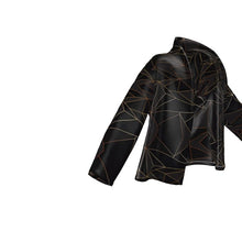 Cargar imagen en el visor de la galería, Abstract Black Polygon with Gold Line Wrap Blazer by The Photo Access