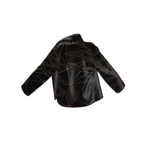 Cargar imagen en el visor de la galería, Abstract Black Polygon with Gold Line Wrap Blazer by The Photo Access