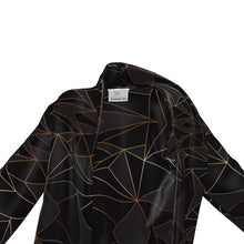 Cargar imagen en el visor de la galería, Abstract Black Polygon with Gold Line Wrap Blazer by The Photo Access