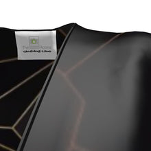 Load image into Gallery viewer, Abstract Black Polygon with Gold Line Tea Dress by The Photo Access