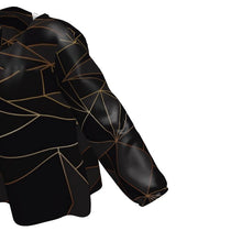 Load image into Gallery viewer, Abstract Black Polygon with Gold Line Womens Blouse by The Photo Access