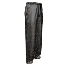 Load image into Gallery viewer, Abstract Black Polygon with Gold Line Mens Silk Pajama Bottoms by The Photo Access