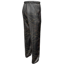Load image into Gallery viewer, Abstract Black Polygon with Gold Line Mens Silk Pajama Bottoms by The Photo Access