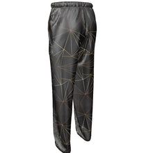 Load image into Gallery viewer, Abstract Black Polygon with Gold Line Mens Silk Pajama Bottoms by The Photo Access