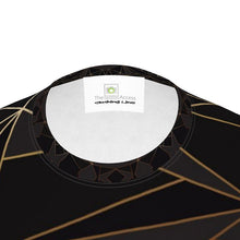 Load image into Gallery viewer, Abstract Black Polygon with Gold Line Mens Cut and Sew T-Shirt by The Photo Access