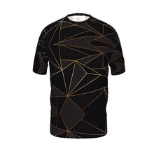 Load image into Gallery viewer, Abstract Black Polygon with Gold Line Slim Fit Mens T-Shirt by The Photo Access