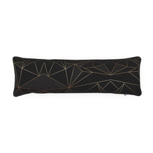 Load image into Gallery viewer, Abstract Black Polygon with Gold Line Bolster Cushion by The Photo Access