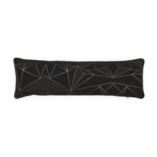 Load image into Gallery viewer, Abstract Black Polygon with Gold Line Bolster Cushion by The Photo Access