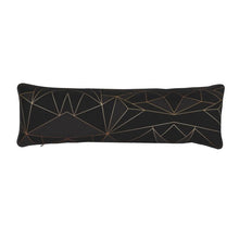 Load image into Gallery viewer, Abstract Black Polygon with Gold Line Bolster Cushion by The Photo Access
