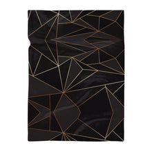 Load image into Gallery viewer, Abstract Black Polygon with Gold Line Blanket by The Photo Access