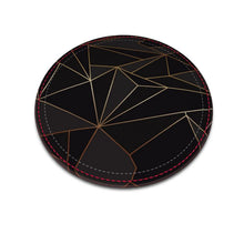 Load image into Gallery viewer, Abstract Black Polygon with Gold Line Leather Coasters by The Photo Access