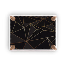 Load image into Gallery viewer, Abstract Black Polygon with Gold Line Footstool by The Photo Access