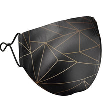 Load image into Gallery viewer, Abstract Black Polygon with Gold Line Silk Face Masks by The Photo Access