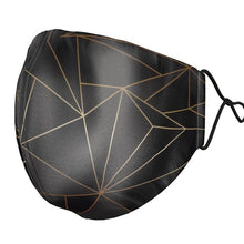 Load image into Gallery viewer, Abstract Black Polygon with Gold Line Silk Face Masks by The Photo Access