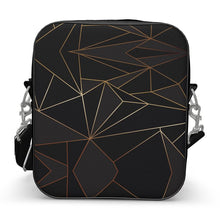 Load image into Gallery viewer, Abstract Black Polygon with Gold Line Shoulder Bag by The Photo Access