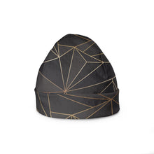 Load image into Gallery viewer, Abstract Black Polygon with Gold Line Beanie by The Photo Access