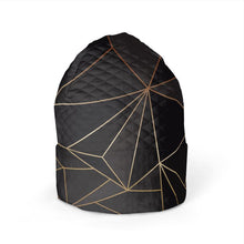 Load image into Gallery viewer, Abstract Black Polygon with Gold Line Beanie by The Photo Access