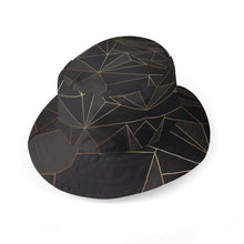 将图片加载到图库查看器,Abstract Black Polygon with Gold Line Bucket Hat by The Photo Access