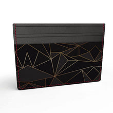 Load image into Gallery viewer, Abstract Black Polygon with Gold Line Leather Card Holder by The Photo Access