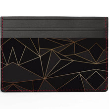 Load image into Gallery viewer, Abstract Black Polygon with Gold Line Leather Card Holder by The Photo Access