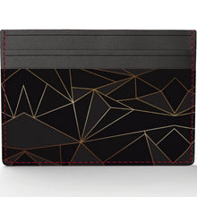 Load image into Gallery viewer, Abstract Black Polygon with Gold Line Leather Card Holder by The Photo Access