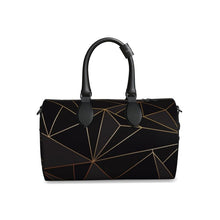 Load image into Gallery viewer, Abstract Black Polygon with Gold Line Duffle Bag by The Photo Access
