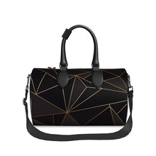 Load image into Gallery viewer, Abstract Black Polygon with Gold Line Duffle Bag by The Photo Access