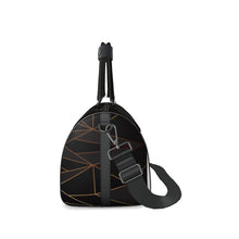 Load image into Gallery viewer, Abstract Black Polygon with Gold Line Duffle Bag by The Photo Access