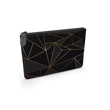 Load image into Gallery viewer, Abstract Black Polygon with Gold Line Leather Pouch by The Photo Access