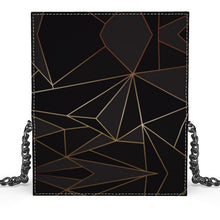 Load image into Gallery viewer, Abstract Black Polygon with Gold Line Oana Evening Bag by The Photo Access