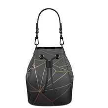 Load image into Gallery viewer, Abstract Black Polygon with Gold Line Bucket Bag by The Photo Access