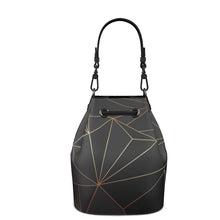 Load image into Gallery viewer, Abstract Black Polygon with Gold Line Bucket Bag by The Photo Access