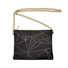 Load image into Gallery viewer, Abstract Black Polygon with Gold Line Crossbody Bag With Chain by The Photo Access