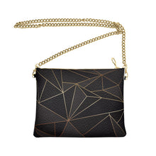Load image into Gallery viewer, Abstract Black Polygon with Gold Line Crossbody Bag With Chain by The Photo Access