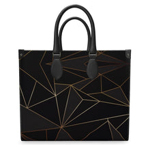 Load image into Gallery viewer, Abstract Black Polygon with Gold Line Leather Shopper Bag by The Photo Access