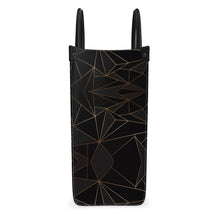 Load image into Gallery viewer, Abstract Black Polygon with Gold Line Leather Shopper Bag by The Photo Access