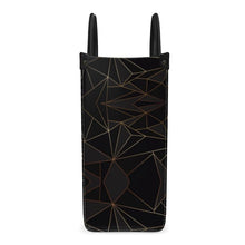 Load image into Gallery viewer, Abstract Black Polygon with Gold Line Leather Shopper Bag by The Photo Access