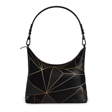 Load image into Gallery viewer, Abstract Black Polygon with Gold Line Square Hobo Bag by The Photo Access
