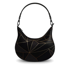 Load image into Gallery viewer, Abstract Black Polygon with Gold Line Curve Hobo Bag by The Photo Access