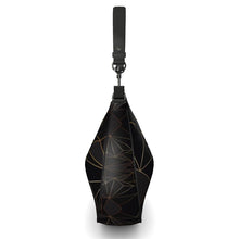 Load image into Gallery viewer, Abstract Black Polygon with Gold Line Curve Hobo Bag by The Photo Access