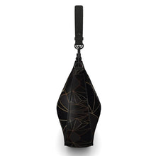 Load image into Gallery viewer, Abstract Black Polygon with Gold Line Curve Hobo Bag by The Photo Access