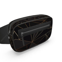 将图片加载到图库查看器,Abstract Black Polygon with Gold Line Belt Bag by The Photo Access
