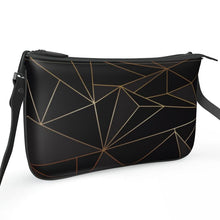 Load image into Gallery viewer, Abstract Black Polygon with Gold Line Pochette Double Zip Bag by The Photo Access
