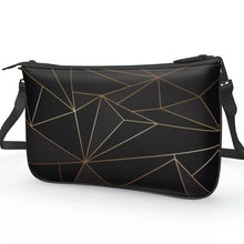 Load image into Gallery viewer, Abstract Black Polygon with Gold Line Pochette Double Zip Bag by The Photo Access
